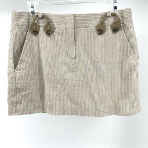 BCBGMaxazria Trouser Skirt Women's Size 6 Mini Tan Pin Striped Y2K Preppy